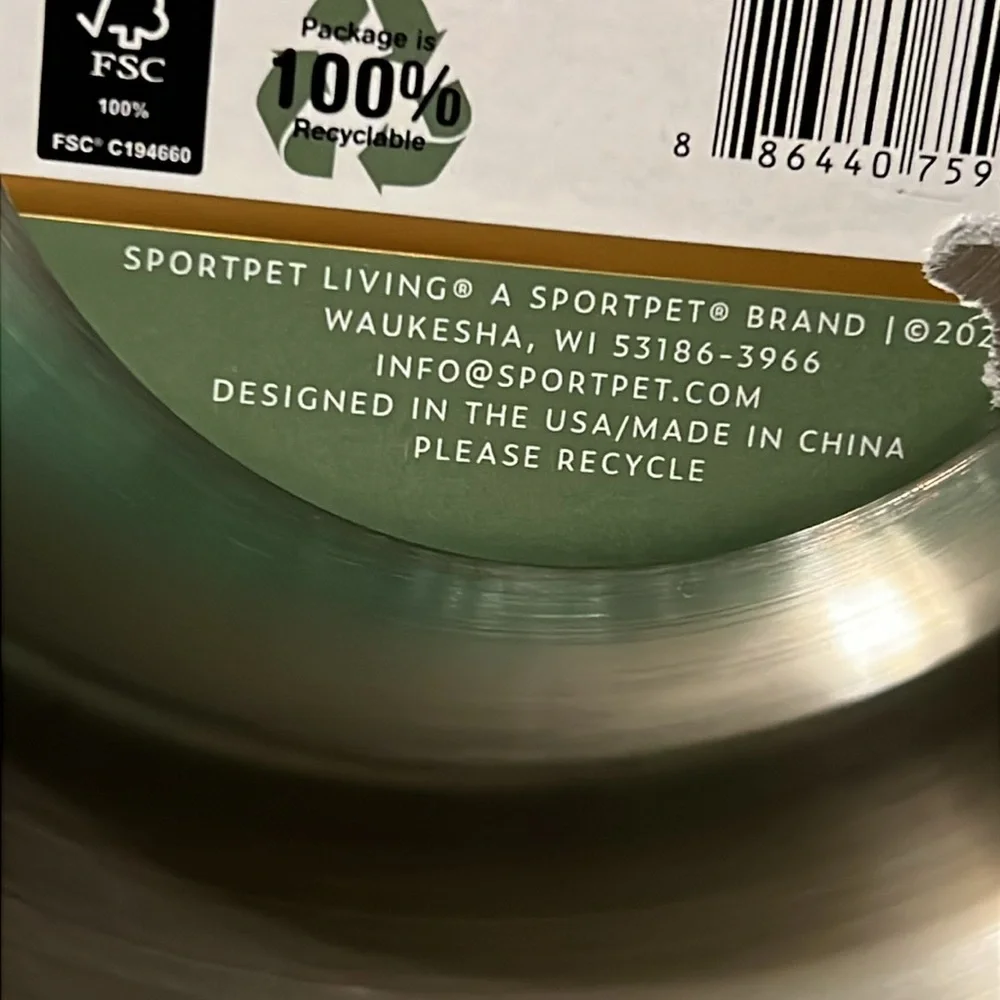 NWT SportPet Silver Stainless Steel Non-Skid Pet Bowl